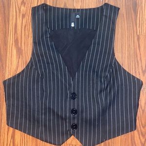 NEVER WORN cropped vest with gray pinstripes from Garage